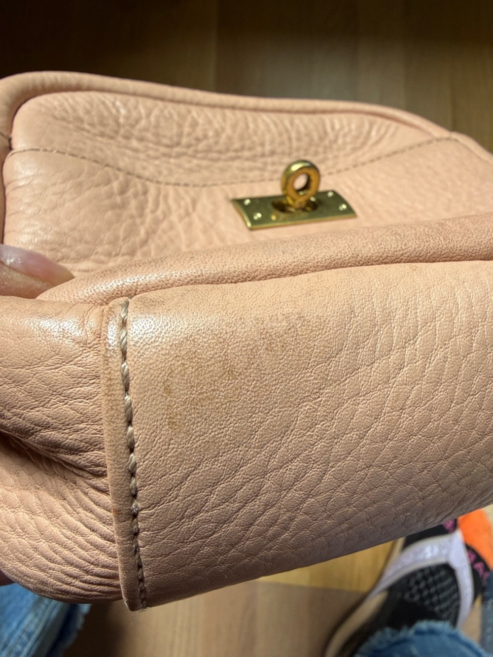 J. Crew Blush Pebbled Leather Crossbody with Gold Hardware - Picture 13 of 16